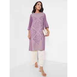 RANGMANCH BY PANTALOONS Geometric Printed Round Neck Straight Kurta-picture-30