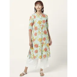 Rangmanch by Pantaloons Green Cotton Printed A Line Kurta-picture-12