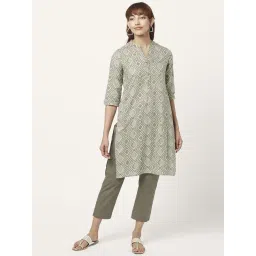 Rangmanch by Pantaloons Green Cotton Printed Straight Kurta-picture-27