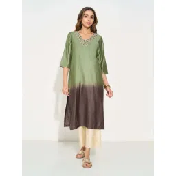 Rangmanch By Pantaloons Green Regular Fit Embroidered Kurta-picture-34