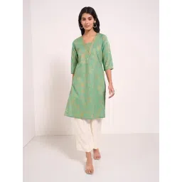 Rangmanch By Pantaloons Green Regular Fit Printed Kurta-picture-31