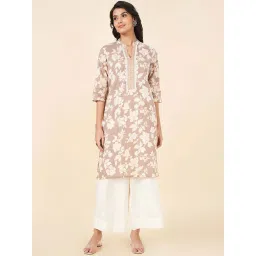Rangmanch by Pantaloons Khaki Printed Straight Kurta image 1