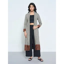 Rangmanch By Pantaloons Light Grey Regular Fit Checks Shrug-picture-41