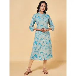 RANGMANCH BY PANTALOONS Mandarin Collar Floral Printed Straight Kurta-picture-23