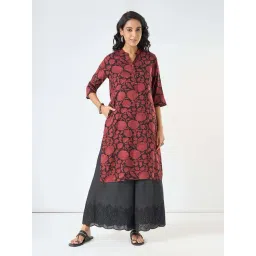 Rangmanch By Pantaloons Maroon Regular Fit Printed Kurta-picture-44