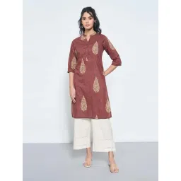 Rangmanch By Pantaloons Maroon Regular Fit Printed Kurta-picture-35