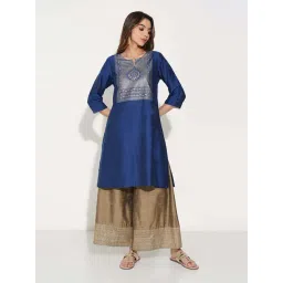 Rangmanch By Pantaloons Mykonos Blue Regular Fit Printed Kurta-picture-40