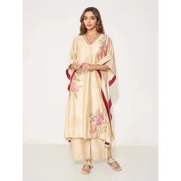 Rangmanch By Pantaloons Off White Relaxed Fit Floral Print Kurta-picture-40