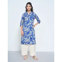 RANGMANCH BY PANTALOONS Paisley Printed Notch Neck A-Line Kurta-picture-34