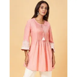 Rangmanch by Pantaloons Peach Cotton Embroidered Tunic-picture-35