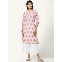 Rangmanch by Pantaloons Peach Cotton Printed Straight Kurta-picture-47