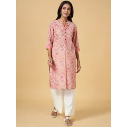Rangmanch by Pantaloons Pink Cotton Printed Straight Kurta-picture-23