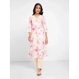 Rangmanch By Pantaloons Pink Cotton Regular Fit Floral Print Kurta-picture-35