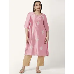 Rangmanch by Pantaloons Pink Embroidered Straight Kurta-picture-18