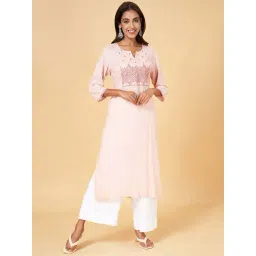Rangmanch by Pantaloons Pink Embroidered Straight Kurta-picture-37