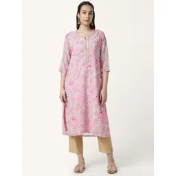 Rangmanch by Pantaloons Pink Printed Straight Kurta-picture-37