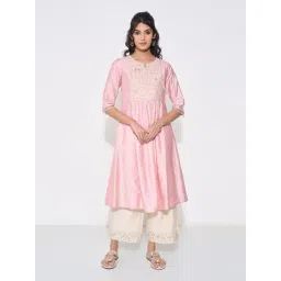 Rangmanch By Pantaloons Pink Regular Fit Embroidered Kurta-picture-31