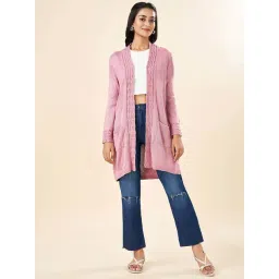 Rangmanch by Pantaloons Pink Self Design Cardigans-picture-37