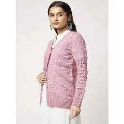 Rangmanch by Pantaloons Pink Self Pattern Cardigan image 3