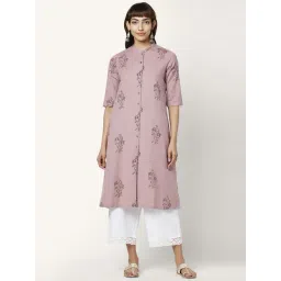 Rangmanch by Pantaloons Purple Cotton Printed A Line Kurta-picture-10