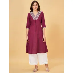 Rangmanch by Pantaloons Purple Embroidered A Line Kurta-picture-43