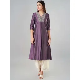 Rangmanch by Pantaloons Purple Embroidered A Line Kurta-picture-37