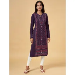 Rangmanch by Pantaloons Purple Printed Straight Kurta-picture-38