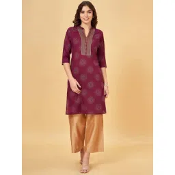Rangmanch by Pantaloons Purple Printed Straight Kurta-picture-41