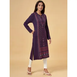 Rangmanch by Pantaloons Purple Printed Straight Kurta image 2