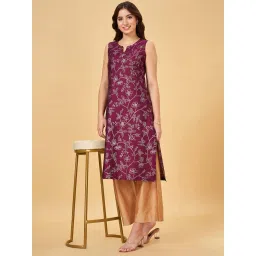 Rangmanch by Pantaloons Purple Printed Straight Kurta image 4