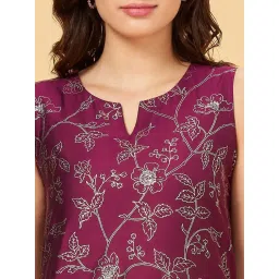 Rangmanch by Pantaloons Purple Printed Straight Kurta image 5