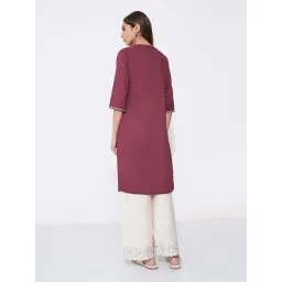 Rangmanch By Pantaloons Purple Regular Fit Embroidered Kurta image 2