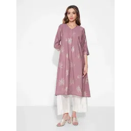 Rangmanch By Pantaloons Purple Regular Fit Printed Kurta-picture-24