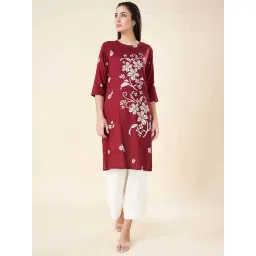 Rangmanch by Pantaloons Red Printed Straight Kurta-picture-23