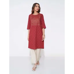 Rangmanch By Pantaloons Red Regular Fit Printed Kurta-picture-47