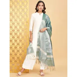 Rangmanch by Pantaloons Teal Blue Plain Dupatta-picture-13