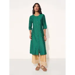 Rangmanch By Pantaloons Teal Regular Fit Striped Kurta-picture-23