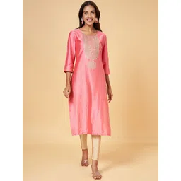 RANGMANCH BY PANTALOONS Thread Work Detail Straight Kurta-picture-25