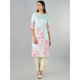 Rangmanch by Pantaloons Turquoise Print Straight Kurta-picture-26