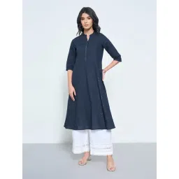 Rangmanch By Pantaloons Twilight Blue Regular Fit Embroidered Kurta-picture-24