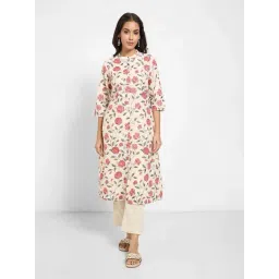 Rangmanch By Pantaloons Whisper White Cotton Regular Fit Printed Kurta-picture-34
