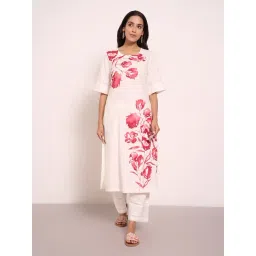 Rangmanch By Pantaloons White Relaxed Fit Printed Kurta-picture-38