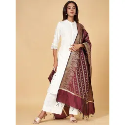 Rangmanch by Pantaloons Wine Woven Pattern Dupatta-picture-47