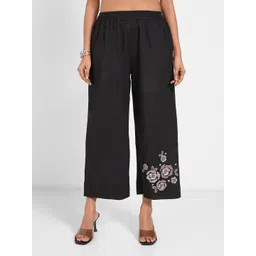 RANGMANCH BY PANTALOONS Women Cotton Floral Embroidered Wide Leg Cropped Palazzos-picture-36