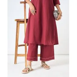 rangmanch by pantaloons Women Embroidered Straight Fit Palazzos-picture-15