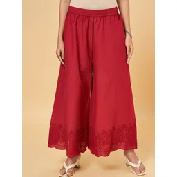 RANGMANCH BY PANTALOONS Women Ethnic Motifs Embroidered Flared Ethnic Palazzos-picture-38
