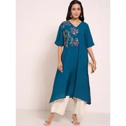 RANGMANCH BY PANTALOONS Women Ethnic Motifs Flared Sleeves Thread Work Kurta-picture-24