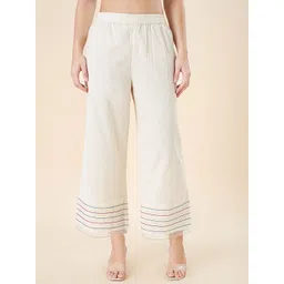 RANGMANCH BY PANTALOONS Women Flared Cropped Parallel Trousers-picture-28