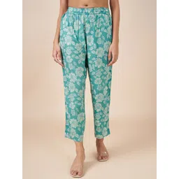 RANGMANCH BY PANTALOONS Women Floral Printed Mid-Rise Regular Fit Trousers-picture-42