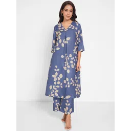 RANGMANCH BY PANTALOONS Women Floral Printed Panelled Pure Cotton Kurta with Trousers-picture-32